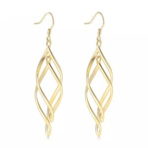 Double Wave Oval Dangle Earrings