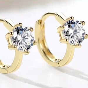 Huggie Hoops with Small CZ solitaire stud