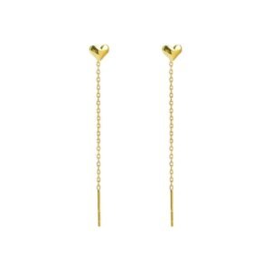 Dainty Heart Stud Threader Earrings