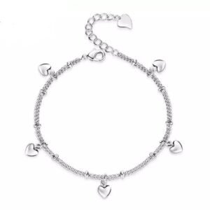 925 Sterling Silver Small Heart Charms Bracelet