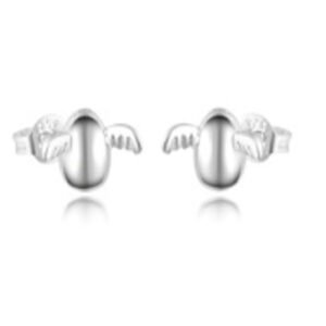 925 Sterling Silver Flying Pig Stud Earrings