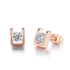 18K Gold Plated Tension Setting 0.5mm CZ Stud Solitaire Earrings - Various Colors