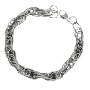 Lightweight Stainless Steel Silver Large Rolo Textured Link Bracelets