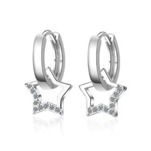 Small CZ Star Detachable Charm Huggie Hoop Earrings