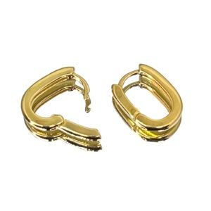 Gold Over 925 Silver Small Oval Hing Huggie Hoops - Medium Thickness