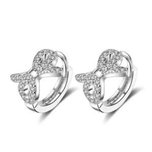 925 Sterling Silver Bow Huggie Hoops