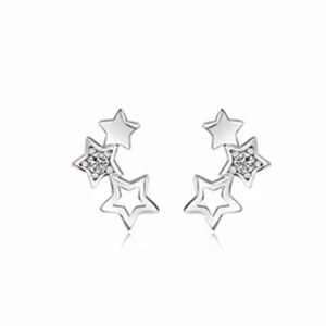 925 Sterling Silver Minimalist Star Trio Stud Earrings