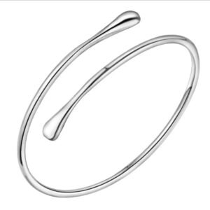 925 Sterling Silver Teardrop Bangle Bracelet - Large