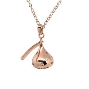 Rose Gold Hershey Kiss Style Pendant Necklace