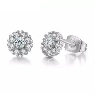 925 Sterling Silver Round MicroPave Stud Earrings