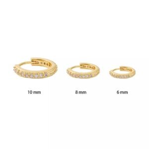 Gold Over Silver Round Half-Huggie Hoops with CZ