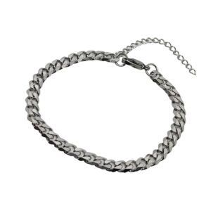 Stainless Steel Flat Curb Chain Adjustable Bracelets - Various Sizes and Colors