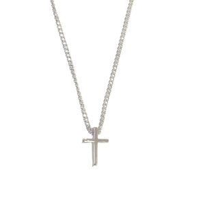 925 Sterling Silver Simple Cross Pendant Necklace