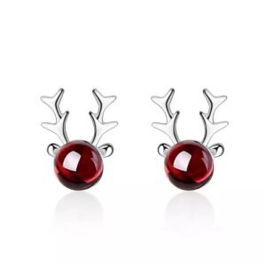 925 Sterling Silver Reindeer Rudolph Stud Earrings