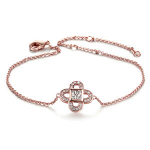 Rose Gold Fancy Clover-Style Design Adjustable Bracelet - Various Colors