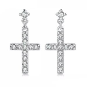 Cross CZ Stud Small Stud Dangle Earrings