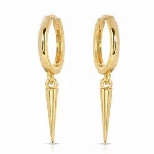 Gold Over 925 Silver Spike Huggie Hoops