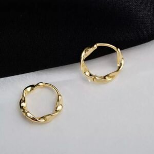 925 Sterling Silver Twist Round Huggie Hoops