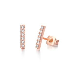 Minimalist Bar CZ Stud Earrings - Multiple Colors Available