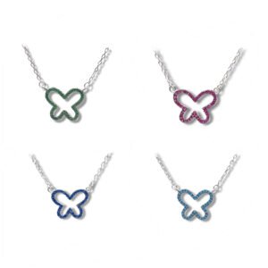 925 Sterling Silver Butterfly Pendant Necklace - Multiple Colors Available