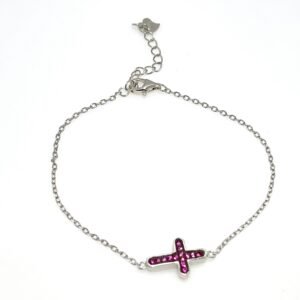 Side Cross 925 Sterling Silver Bracelet - Multiple Colors Available