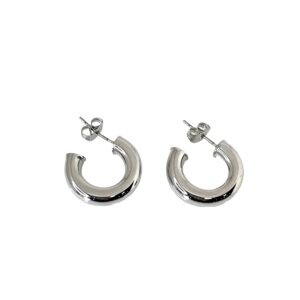 Small Chunky Silver Hoops