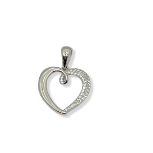 925 Sterling Silver Half-and-Half Heart Pendant