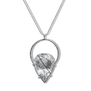 Rutilated Quartz 925 Sterling Silver Pendant Necklace and Chain