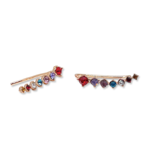 Multi-Colored Rose Gold Climber Earrings