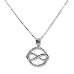 925 Sterling Silver Infinity Circle Pave Pendant Necklace