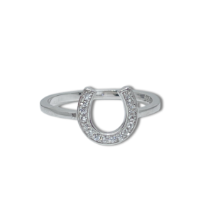 925 Sterling Silver Horseshoe Pave Ring