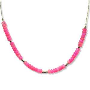 Candied Pink Ethiopian Opal Necklace with Gold-Filled Accents