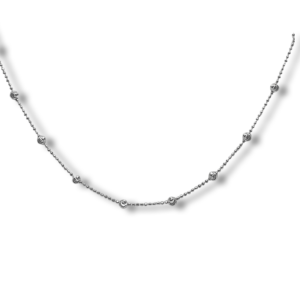 925 Sterling Silver Diamond Cut Bead Station Necklace