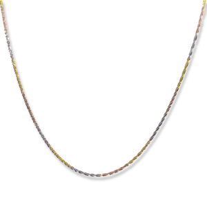 925 Sterling Silver Tricolor Twist Layering Necklace - Multiple Lengths Available